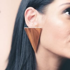 Τρίγωνο ξύλινο σκουλαρίκι - R&M