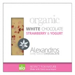 Λευκή σοκολάτα γιαούρτι και φράουλα, βιολογική 90γρ. - Alexandros