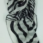 Μεταξωτό animal print ζεβρέ τετράγωνο μαντήλι (άσπρο με μαύρο)