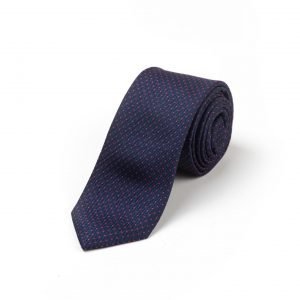 Ολομέταξη μπλε γραβάτα με κόκκινα μικρά πουα GRA531D7