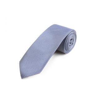 Ολομέταξη μπλε ανοιχτή γραβάτα με γκρι ρομβάκια GRA536D12