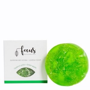 Σαπούνι Γλυκερίνης Με Λούφα & Άρωμα Πράσινο Μήλο 100gr – Focus-Thrace Cosmetics